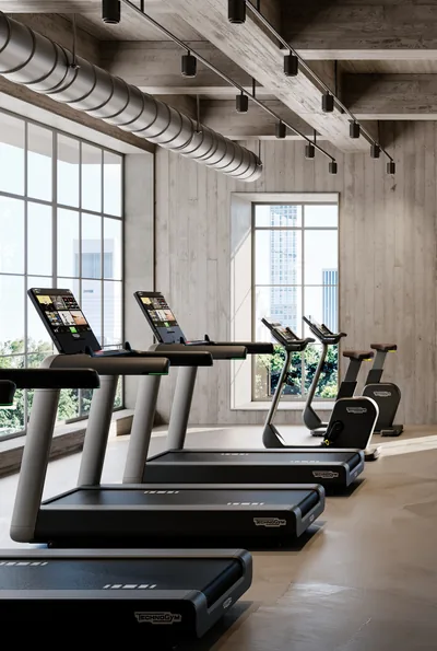 Cardio-Bereich mit Technogym-Laufbändern